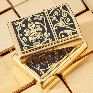 芝宝zippo打火机纯铜贴章黑金富贵花903 贵族花中国风富贵金花唐草纹之宝 报价价格评测怎么样 什么值得买