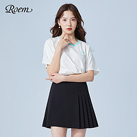 Roem 罗燕 2021夏短袖T恤圆领印花上衣显瘦多色休闲T恤衫宽松RCLWB6501B