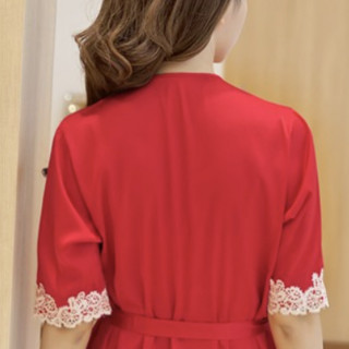 BOQILIN 布奇琳 女士冰丝吊带睡裙套装 BQ00190039 2件装 红色 XL