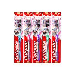 Colgate 高露潔 纖柔含炭超細軟毛牙刷深入清潔去牙漬家庭套裝家用組合5支 1件裝