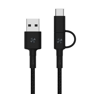 ZMI 紫米 USB-A转Type-C/Micro-B 2.4A 数据线 编织 1m 黑色
