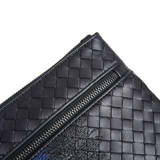 BOTTEGA VENETA 葆蝶家 男士牛皮编织手包 406021VCL804103 黑色/蓝色