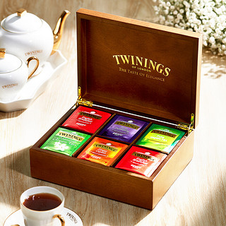 TWININGS 川宁 英伦茶韵木质礼盒 5口味 90袋（英式早餐红茶*30袋+精品锡兰红茶*15袋+茉莉花茶*15袋+沁心薄荷叶茶*15袋+大吉岭红茶*15袋）