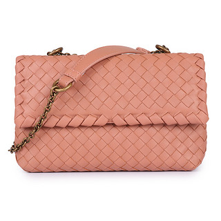 BOTTEGA VENETA 葆蝶家 BABY OLIMPIA 女士羊皮编织斜挎包 405739VO0AD5732 天竺牡丹粉