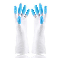 莱朗 洗碗手套 厨房家务清洁防滑防水刷锅洗衣大号耐用家用手套 蓝色