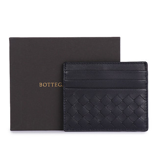 BOTTEGA VENETA 葆蝶家 女士羊皮编织卡包 162150V001N4014 碧玺蓝色