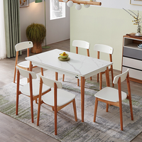QuanU 全友 DW1001-1+DW1001 餐桌椅套装 一桌六椅 1.3m 常规款