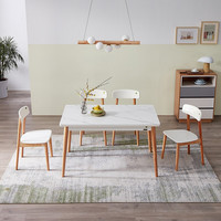 QuanU 全友 DW1001B 餐桌椅套装 一桌四椅 1.3m 常规款