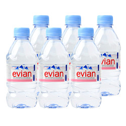 evian 依云 官方旗舰店天然矿泉水330ml*6高端弱碱性饮用水