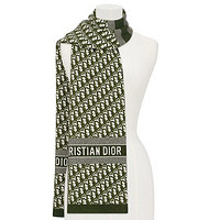 Dior 迪奥 Oblique 女士羊毛围巾 91CDO313I171_C641 绿色 200*30cm