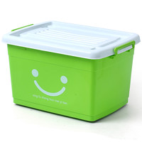 巧能 轻收系列 带滑轮收纳箱 100L 绿色笑脸