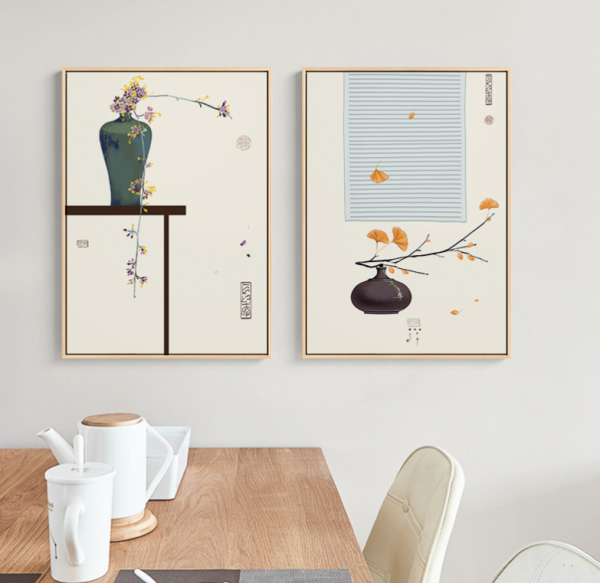 海龙红禅韵43x60cm中国风墙画禅意壁画新中式餐厅装饰画