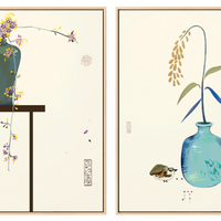 海龙红 《禅韵》43x60cm 中国风墙画禅意壁画 新中式餐厅装饰画