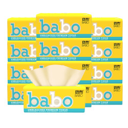 BABO 斑布 原色竹纤维抽纸纸抽面巾纸巾4层加厚干湿两用80抽×12包箱装