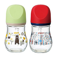贝亲新生婴儿玻璃奶瓶初生宝宝宽口径喝水奶瓶防胀气日本网红臻宝奶瓶 小熊160ML+小刺猬160ML