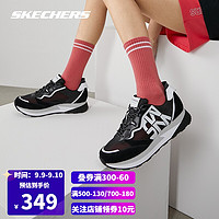 Skechers斯凯奇女厚底拼接跑步鞋网面透气舒适运动鞋 155493 BKW黑色/白色 35.5