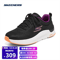 Skechers斯凯奇女子轻便休闲绑带运动鞋缓震跑步鞋128504 BLK黑色 37