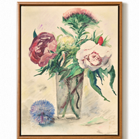上品印画 餐桌客厅餐厅花卉挂画 花瓶里的花 30x40cm 油画布 细边木纹框