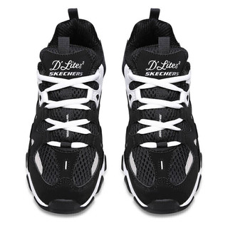 SKECHERS 斯凯奇 男女同款怪兽甜心小白鞋厚底增高休闲运动鞋老爹鞋99999693 黑色/白色BKW 36.5