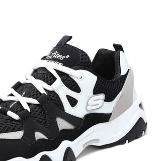 SKECHERS 斯凯奇 男女同款怪兽甜心小白鞋厚底增高休闲运动鞋老爹鞋99999693 黑色/白色BKW 36.5