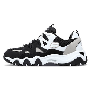 SKECHERS 斯凯奇 男女同款怪兽甜心小白鞋厚底增高休闲运动鞋老爹鞋99999693 黑色/白色BKW 36.5