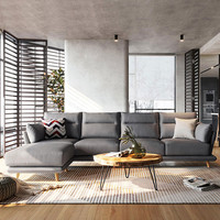 LINSY 林氏家居 S059 简约科技布沙发+脚踏 大左双人+大右双人 中灰色