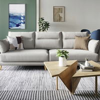 LINSY 林氏家居 S059 简约科技布沙发 小左双人+小右双人 浅灰色