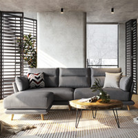 LINSY 林氏家居 S059 简约棉麻沙发+脚踏 大左双人+大右双人 浅灰色