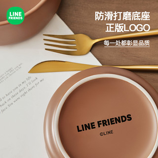 LINE FRIENDS陶瓷保鲜碗三件套上班族便当饭盒带盖密封微波炉可用