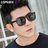 雷米 偏光太阳镜男士墨镜2021新款钓鱼开车专用眼镜潮流方形眼睛驾驶镜  【升级铝镁金属款】黑色框/黑灰偏光片(送礼盒包装)