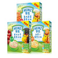 Heinz 亨氏 五大膳食系列 米粉 2段 黑米红枣味+胡萝卜味+鱼肉蔬菜味 400g*3盒