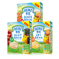 Heinz 亨氏 米粉婴儿含铁米粉米糊宝宝婴儿辅食红枣鱼肉胡萝卜400g*3盒