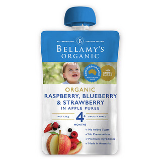BELLAMY'S 贝拉米 有机果泥 澳版 3段 覆盆子蓝莓草莓苹果味 120g