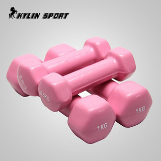 KYLIN SPORT 光面浸塑哑铃 女士瘦身 瑜伽哑铃跳操 0.5kg*2