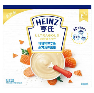 Heinz 亨氏 超金健儿优系列 米粉 3段 益生元混合水果 250g+4段 铁锌钙三文鱼 250g*2盒