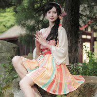 古装汉服女侠客全套东月棠宋制汉元素汉服可甜可盐短裙子女夏套装女日常三件套半身裙 小橙汁三件套-现货 L