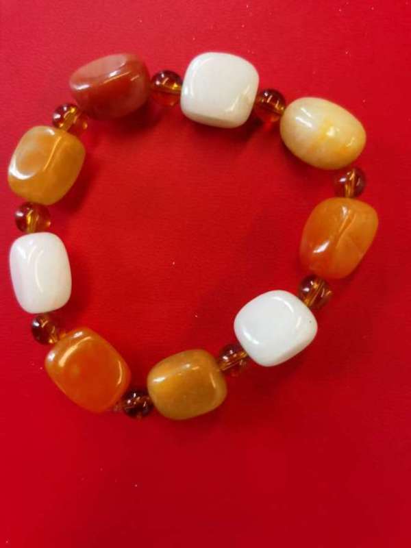 金丝玉手串15x12x19cm天然金丝玉重量31g方形珠