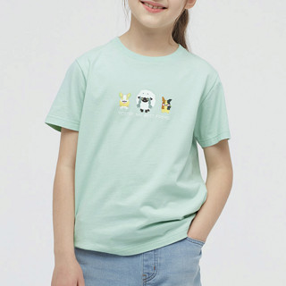 UNIQLO 优衣库 宝可梦系列 438153 儿童短袖T恤 嫩绿色 140cm