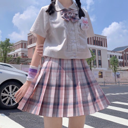 仲春二四JK 名樱川 格子短裙 粉色