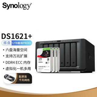 群晖（Synology）DS1621+ 搭配3块希捷(Seagate) 12TB酷狼pro ST12000NE0008硬盘 套装