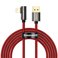 BASEUS 倍思 弯头快充数据线 USB转ip2.4A 适用苹果12/11Pro/xr/xsmax手机充电线 2米 红色