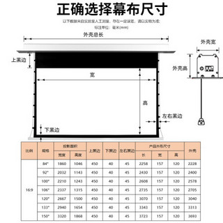 英微（IN&VI）120英寸16:9嵌入式天花幕布家用办公4K纳米软白隐藏电动遥控拉线投影仪屏幕