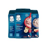 Gerber 嘉宝 米粉 美版 3段 苹果蓝莓全麦味+香蕉草莓燕麦味+苹果香蕉大米味 227g*3罐