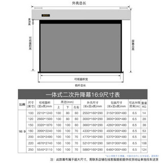 英微（IN&VI）电动抗光幕布180英寸16:9工程投影仪遥控屏幕家用办公投影机ZEL二次升降幕