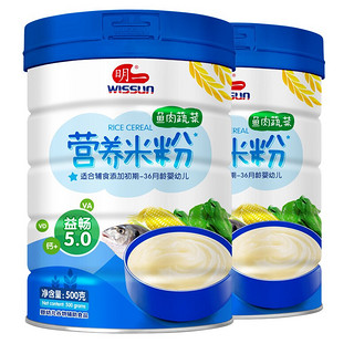 wissun 明一 鱼肉蔬菜营养米粉 4段 500g*2罐