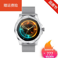 OLOEY全触屏智能手表蓝牙免提通话可接听电话储存音乐连接耳机测血压心率防水多功能运动手环男女 二代钢带银(可连接耳机听歌+可做MP3储存歌曲)