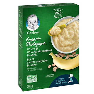 Gerber 嘉宝 有机米粉 美版 2段 小麦香蕉味 208g