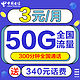  CHINA TELECOM 中国电信 蓝星卡（20G通用流量+30G定向流量+300分钟全国通话）　