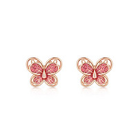 LUKFOOK JEWELLERY 六福珠宝 花丝蝴蝶系列 GEKTBE0004R 蝴蝶18K玫瑰金耳钉 0.6g