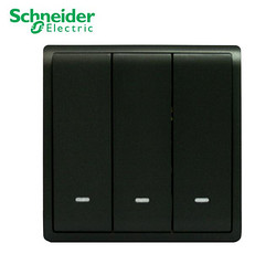 Schneider Electric 施耐德电气 施耐德开关插座丰尚系列 荧光三位三联三开单控开关86面板 写意黑